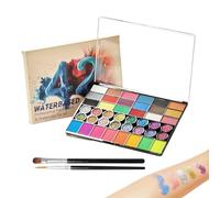 Peinture Corporelle - Palette Peinture Faciale Activée à L'eau avec Pinceau - Palette Portable pour Noël Scène Halloween Carnaval École Fêtes