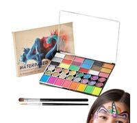 Peinture Corporelle - Palette Peinture Faciale Activée à L'eau avec Pinceau | Palette Portable pour Noël Scène Halloween Carnaval École Fêtes