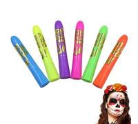 Peinture Corps Fluorescente - 6 Pièces Peinture Fluorescente Pour La Peau,Stylo Pailleté Lavable Tenue Longue Pour Événements Cosplay Festivals Fêtes Déguisements Halloween
