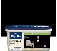 Peinture Couleur Intérieure Satin pour Cuisine Salle Salon Chambre - sur Murs Boiseries Radiateurs - 2,5L - Noir Houvert - Ripolin