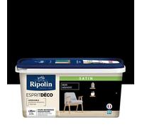 RIPOLIN - Peinture Intérieure Multi-Supports - Murs, Boiseries & Radiateurs - Ultra-Couvrante - Lessivable - Application Facile - Ecolabel - Satin - 2,5L - Noir Houvert