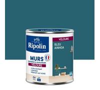 Ripolin - Peinture Intérieure Multi-Supports - Murs, Boiseries & Radiateurs - Ultra couvrante - Monocouche - Confort d'application - Aspect Velours - Bleu Ainhoa - 0,5L