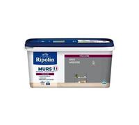 RIPOLIN - Peinture Intérieure Multi-Supports - Murs, Boiseries & Radiateurs - Ultra couvrante - Monocouche - Confort d'application - Aspect Velours - Gris Ardoise - 2,5L