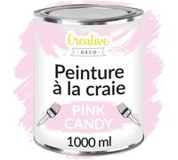 Creative Deco Peinture à la Craie Rose | 1L | Mat et Lavable | Peinture Bois | Idéal pour Rénovation de Meubles | Chalk Paint | Ardoise Craie