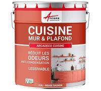 Peinture cuisine mur et plafond lessivable, anti odeur & anti condensation : Arcadéco Cuisine - 2.5 L Rouge saumon - RAL 3022
