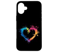 Peinture cœur coloré Splash Love Coque pour iPhone 16 Plus