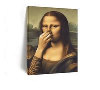 Peinture D’art De Salle De Bains Mona Lisa | Drôle D’art Mural Mona Lisa | Tenant Son Nez Monalisa Bathroom Arts | Humour Fantaisiste Monalisa Arts Décoration D'intérieur Pour Dortoir Et Appartement