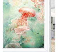 Peinture d'animaux de l'océan - Film pour fenêtre - Aquarelle - Animaux de la nature - Film de confidentialité non adhésif - Film décoratif statique pour la maison et le bureau - 45 x 60 cm