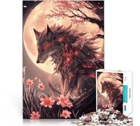 Peinture d'anime Black Wolf Puzzles de 1000 pièces pour Adolescents Analyse et logique Liste de souhaits avec Le Père Noël 38x26cm