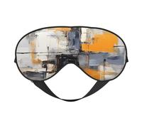 Peinture d'art abstrait gris et jaune - Masque double face pour les yeux - Design réglable - Bloque la lumière et respirant - Convient pour le repos et les voyages.