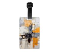 Peinture d'art abstrait gris et jaune pour étiquette de bagage, protège l'intimité et est un must have pour les voyages et est durable