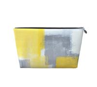 Peinture d'art Abstrait Gris et Jaune, Trousse de Toilette Trousse de Maquillage Sac à cosmétiques Trousse de Toilette de Voyage Portable