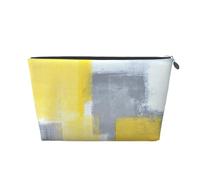 Peinture d'art Abstrait Gris et Jaune, Trousse de Toilette Trousse de Maquillage Sac à cosmétiques Trousse de Toilette de Voyage Portable