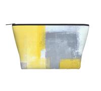 Peinture d'art Abstrait Gris et Jaune, Trousse de Toilette Trousse de Maquillage Sac à cosmétiques Trousse de Toilette de Voyage Portable