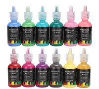Peinture D'art Corporel, 12 Couleurs Mates de Tatouage Aérographe à Encre Pigmentée Liquide de Peinture pour le Maquillage de Fête de Scène de Festival D'halloween, Pigment de Peinture Corporelle Bric