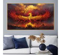 Peinture d'art moderne impression flamme dorée Golden Phoenix peinture sur toile affiches et impressions maison salon (70x100cm/27.5 "x39.4") pas de cadre