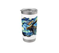 Peinture d'art Moose Van Gogh Ciel étoilé Élan nocturne Gobelet isotherme en acier inoxydable double paroi