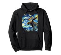 Peinture d'art Moose Van Gogh Ciel étoilé Élan Nocturne Sweat à Capuche