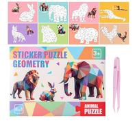 Peinture d'autocollants | Figures d'animaux géométriques de style dessin animé, livre d'art avec autocollants jouets éducatifs | Pour filles adolescents familles écoles salles de classe