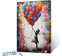 Peinture De Ballon Coloré Par Numéro Pour Adultes, Kits De Peinture À L'Huile Numérique Bricolage Sur Toile Avec Pinceaux Et Pigment Acrylique, Œuvre D'Art De Rue Banksy Little Girl Pour La 40*50cm