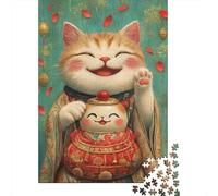 Peinture de Chat Porte-Bonheur Puzzle 1000 Pièces Puzzle Adulte De Qualité Supérieure Cadeau Unique 52x38cm/1000pcs