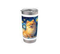 Peinture de chien de Poméranie Nuit étoilée Vincent Van Gogh Gobelet isotherme en acier inoxydable double paroi