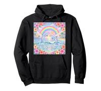 Peinture de Dauphins sautant Pastel Arc-en-Ciel Style y2k Sweat à Capuche