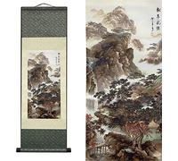 Peinture de défilement d'art chinois, défilements de paysage, peinture de défilement d'art de mur chinois défilement japonais, peinture de défilement de soie décoration murale asiatique quatre saisons