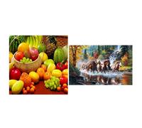 Peinture De Diamant 5d À Faire Soi-Même, Paysages De Chevaux Et De Fruits, Point De Croix, Tableau Noir En Diamant 3d, Fs-Phfu
