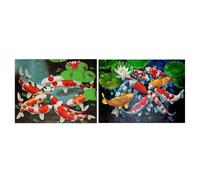 Peinture De Diamant 5d Avec 2 Ensembles De Perles Rondes, Kit Complet De Broderie Artistique, Points De Croix, Carpe Koi, Décoration D'intérieur