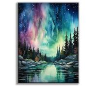 Peinture de diamant de ciel étoilé à faire soi-même pour débutants | 12x16 pouces, points ronds de forage complets, Kits d'artisanat d'art de pierres précieuses 5D de paysages d'aurore(BLKJDP11)