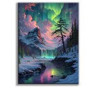 Peinture de diamant de ciel étoilé à faire soi-même pour débutants | 12x16 pouces, points ronds de forage complets, Kits d'artisanat d'art de pierres précieuses 5D de paysages d'aurore(BLKJDP16)
