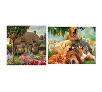 Peinture De Diamant Thème «Animal Chats Chien», Paysage De Chalet, Images De Perceuses Carrées, À Faire Soi-Même, 5d