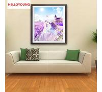 Peinture De Diamant Thème Lavande, Broderie Complète 5d De Rêve De Fille, Broderie Ronde, Points De Croix, Kit De Mosaïque, Décor De Maison, À Faire Soi-Même, Ygs-168