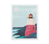 Peinture de diamants 5D DIY，Affiche de voyage vintage du phare de Rhode Island，Kit de broderie en cristal pour adultes et enfants Kit de point de Croix Rhinestone Home Decoration（30 x 40 cm）-BK1