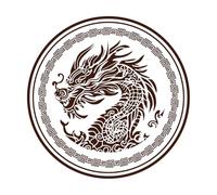 peinture de dragon dragon chinois nouvel an bonne année chinoise zodiaque Stickers gravés 54.6x54.6cm Fourni avec un kit de film de transfert Café