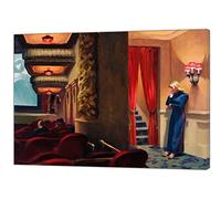 Peinture de film New York par Edward Hopper - Impression sur toile encadrée - 86 x 60 cm - 18 mm de profondeur