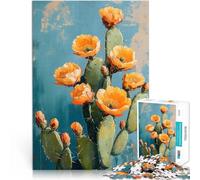 Peinture de Fleur de Cactus dans Un désert Puzzle de 1000 pièces pour Adultes Jouets de Jeu Cadeau d'œuvre d'art 38x26cm