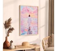Peinture de Jésus marchant sur l'eau, affiches, images religieuses, art mural chrétien, décoration rose (60 x 90 cm, sans cadre)