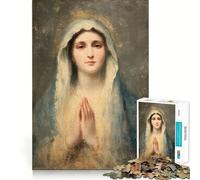 Peinture de la Vierge Marie en prière Puzzle de 1000 pièces pour Adultes Améliore la mémoire et Le Plaisir de Jouer Ensemble Cadeau saisonnier Amusant Bords précis (50x75cm)