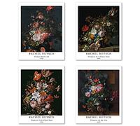 Peinture de Modèle d'art Décoratif en 4 Pièces , Décoration Murale d'image de Motif de Fleurs Classiques Sans Cadre,Taille du papier d'art: 28x35 cm, Plante Nature Pour Pièces Rachel Ruysch Print