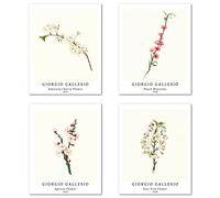 Peinture de Modèle d'art Décoratif en 4 Pièces , Décoration Murale d'image de Motif de Fleurs Sans Cadre, taille du papier d'art: 28x35 cm,Gris Minimalisme Pour Salle de Bain Giorgio Gallesio Image