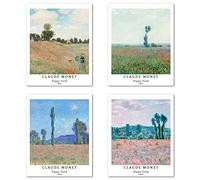 Peinture de Modèle d'art Décoratif en 4 Pièces , Décoration Murale d'image de Motif de Paysage Sans Cadre, taille du papier d'art: 28x35 cm, Moderne Plante Prints Pour Maison Claude Monet Paintings