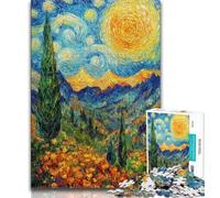 Peinture de Montagne de Night Sky Puzzles 1000 pièces pour Adolescents Cadeaux, Jeu de Quiz Décoration Murale Cadeaux d'anniversaire et de Noël Uniques 50x75cm