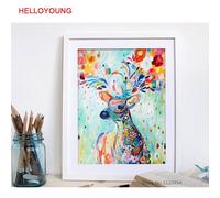 Peinture De Mosaïque De Cerf Coloré À La Mode, Broderie Complète De Diamant Rond, Point De Croix, Nouveau Style De Décoration De Maison, Aiguille, Travail, Pâte, Ygs-135