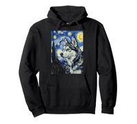 Peinture de Nuit étoilée Husky de Sibérie Van Gogh Sweat à Capuche