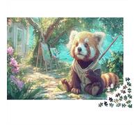 Peinture de Panda Rouge en Plein air Puzzles 1000pcs Jigsaw Puzzle Faune Sauvage for Teenagers Jeu Stimulant Décoration De Salon 52x38cm/1000pcs