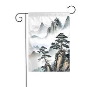 Peinture de paysage chinois - Drapeau de jardin imprimé 30,5 x 45,7 cm pour décoration extérieure, tissu avec manchon de 3 cm, convient pour jardin, pelouse, terrasse, balcon