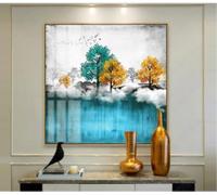 Peinture de paysage nordique, affiches et impressions sur toile de forêt abstraite, tableau mural de nuages et de mer pour décoration de salon 30 x 30 cm sans cadre