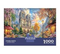 Peinture de Paysage Urbain Carton Épais Rue Église Puzzle Amants De Famille Puzzle D'entraînement du Cerveau Idée Cadeau pour Senior Jigsaw Enthusiastes 70x50cm/1000pcs